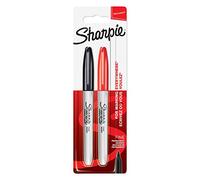 Sharpie Permanent Markers, Fine Tip, Black & Red, 2 Pack
