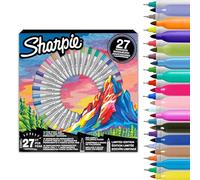 Sharpie Permanent Markers Pen Gift Set | Fine Point & Ultra Fine Point Colouring Pens | Assorted Colours | Includes 2 Colouring Pages | 27 Marker Pens