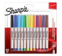 Sharpie Permanent Markers | Ultra Fine Point for Precise Marks | Assorted Colours | 12 Marker Pens