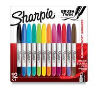 Sharpie Permanent Twin Brush Markers 12/Pkg-Assorted Colors