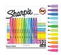 Sharpie Pocket Highlighters | Chisel Tip | Assorted Fluorescent Ink Colours | 12 Highlighter Pens