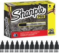 Sharpie Pro Industrial Strength Permanent Markers | Bullet Tip | Black Ink | 12
