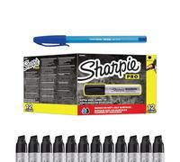 Sharpie Pro Magnum Permanent Markers | Chisel Tip | Black Ink | 12 Count + Paper Mate Pen| Permanent, Waterproof, Multi-Surface, Industrial Use