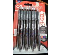 Sharpie S-Gel 0.7mm 8 pack of pens. 5 Colours. No Smear/ No Bleed. Rubber Grip.