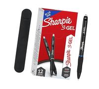 SHARPIE S Gel 0.7mm Pens, M, Blue Ink, Pack of 12 & Velvet Pen Case