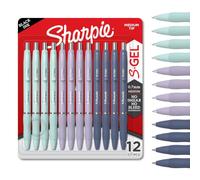 Sharpie S-Gel | Gel Pens | Medium Point (0.7mm) | Assorted Colour Barrels | Black Ink | 12 Count