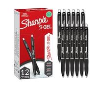 Sharpie S-Gel Gel Pens Medium Point (0.7mm) Black Ink 12 Count Black Bar