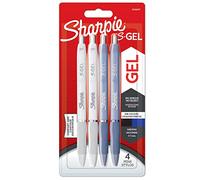 Sharpie S-Gel | Gel Pens | Medium Point (0.7mm) | Frost Blue & White Pearl Barrels | Black & Blue Ink | 4 Count