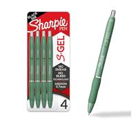 SHARPIE S-Gel, Gel Pens, Medium Point (0.7mm), Green Barrel, Black Ink, 4 Count