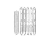 Sharpie S-Gel | Gel Pens | Medium Point (0.7mm) | White Pearl | Blue Ink | 5 Count + Velvet Pen Case