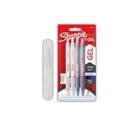 Sharpie S-Gel | Gel Pens | Medium Point| Frost Blue & White Pearl Barrels | Black & Blue Ink | 4 Count + Velvet Pen Case