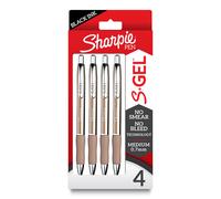 SHARPIE S-Gel Gel Pens Sleek Metal Barrel Champagne Medium Point (0.7mm) Black Ink 4 Count