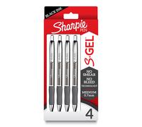 SHARPIE S-Gel Gel Pens Sleek Metal Barrel Gunmetal Medium Point (0.7mm) Black Ink 4 Count
