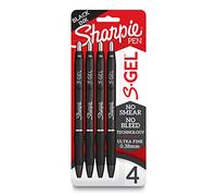 Sharpie S-Gel Gel Pens – Ultra Fine Point (0.38mm) – Black – 4 Count