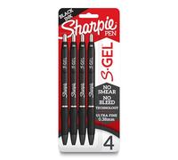 Sharpie S-Gel, Gel Pens, Ultra Fine Point (0.38mm), Black, 4 Count