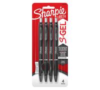 Sharpie S-Gel Pens | Fine Point 0.5mm | Black Ink | Pack of 4 | Retractable Gel Pens | Comfort Grip