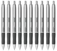 Sharpie S-Gel Pens | Medium Point 0.7mm | Black Ink | Pack of 10 | Metal Barrel Retractable Gel Pens | Steel Gunmetal Grey