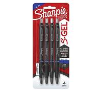 Sharpie Gel Pen S-Gel Retractable 0.5 mm Fine Point Blue Ink Black Barrels Pack of 4