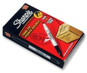 SHARPIE S0811100 MARKER TWIN TIP BLK 12PK
