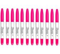 Sharpie Twin Tip Fine and Ultra Fine Point Marker Pen Bright Pink 12 Pack