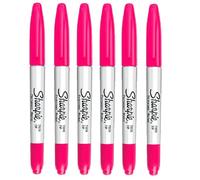 Sharpie Twin Tip Fine and Ultra Fine Point Marker Pen Bright Pink 6 Pack