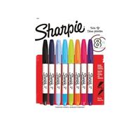 Sharpie Permanent Marker Twin Tip - Fine Bullet 0.9 mm, Assorted, Non Refillable, Pack of 8