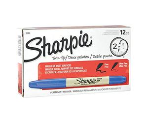 Sharpie Twin Tip Permanent Marker, Fine-Point and Ultra-Fine Point, Blue, (32003) Blue