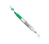 Sharpie Twin Tip Permanent Marker - Green Ink - Dual Tip Fine & Ultra Fine - 1 Piece - Waterproof & Fade Resistant