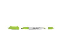 Sharpie Twin Tip Permanent Marker - Lime Green - Dual Tip Fine & Ultra Fine - 1 Piece - Waterproof & Fade Resistant