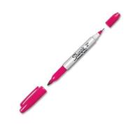 Sharpie Twin Tip Permanent Marker - Magenta - Dual Tip Fine & Ultra Fine - 1 Piece - Waterproof & Fade Resistant