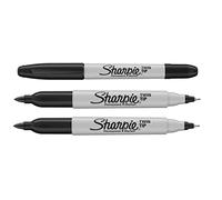 Sharpie Twin Tip Permanent Marker Pens - Black Ink - Pack of 3 - Fine & Ultra Fine Tips