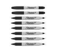 Sharpie Twin Tip Permanent Marker Pens - Black Ink - Pack of 8 - Fine & Ultra Fine Tips