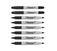Sharpie Twin Tip Permanent Marker Pens - Black Ink - Pack of 8 - Fine & Ultra Fine Tips