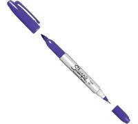 Sharpie Twin Tip Permanent Marker - Purple - Dual Tip Fine & Ultra Fine - 1 Piece - Waterproof & Fade Resistant