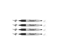 Sharpie Twin Tip Permanent Markers, Black, 4 Pack | Fine & Ultra-Fine Points | P