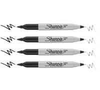 Sharpie Twin Tip Permanent Markers, Black, 4 Pack | Fine & Ultra-Fine Points | Professional Stationery Items for Office Supplies | Quick-Drying Permanent Marker for Labels & Custom Art