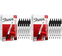 Sharpie Twin Tip Permanent Markers | Fine & Ultra-Fine Points | Black | 12 Count (Pack of 2)