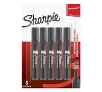 Sharpie W10 Permanent Markers | Chisel Tip | Black | 5 Count