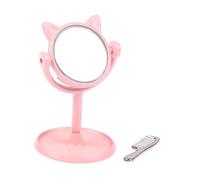 Sharplace 1:12 Dollhouse Makeup Mirror Dressing Table Scene with Comb Mini Desk Mirror for Landscape Decorations DIY Model Gift, pink