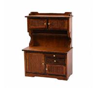 Sharplace 1/12 Scale Miniature Wooden Cabinet Multi-Functional Dollhouse Cabinet Look Dollhouse Bookcase for Miniaturists, Walnut
