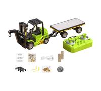 Sharplace 1/64 RC Forklift with Trailer,2 in 1 Alloy Lightweight Mini Remote Control Forklift with Flatbed Truck for RC Hobbyists Kids, Green