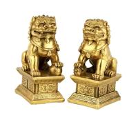 Sharplace 1 Pair Chinese Foo Dogs Lion Statues Desktop Decoration Handicraft for Congratulatory Gift Traditional Lightweight Polyresin, 6.5cmx4.5cmx10.5cm