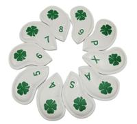 Sharplace 10 Pieces Golf Club Cover Iron Head Protection Covers Set PU Leather With Soft Cushion Lining And Hook And Loop Closure Suitable for golfers course use travel storage practice, White