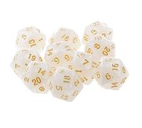 Sharplace 10pcs Twenty Sided 25mm D20 RPG Dice - Opaque Acrylic Game Dice - White, 25mm