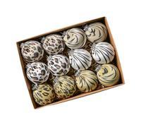 Sharplace 12PCS Christmas Balls Ornaments Set Leopard Print Christmas Baubles 8cm Christmas Tree Balls Hanging Ornament for Xmas Tree Party Home Decoration