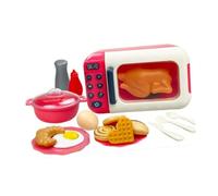 Sharplace 17Pcs Kids Pretend Play Microwave Toys Cookwares Toy Role Playing Educational Ornament Play Food Sets for Toddlers Girls Boys, Red