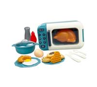 Sharplace 17Pcs Kids Pretend Play Microwave Toys Cookwares Toy Role Playing Educational Ornament Play Food Sets for Toddlers Girls Boys, Blue