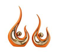 Sharplace 2 Pieces Abstract Art Statue Artwork Fine Workmanship Home Decoration Resin Figurine Modern Sculpture for Coffee Table Office, Orange Golden