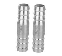 Sharplace 2 Pieces Barb Splicer Mender Premium 304 Stainless Steel Round Union Coupler Hose Fitting for Pneumatic Tools Air Compressors, 13mmx50mm