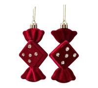 Sharplace 2 Pieces Christmas Tree Hanging Decorations Christmas Baubles Flocking Charm Pendants for Farmhouse Festival New Year Doors, Bow